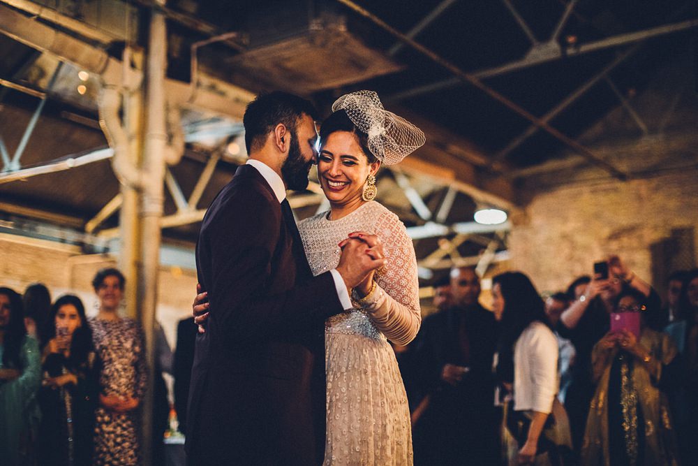 Bride Bridal Ivory Gold Indian Dress Embellished Long Sleeved Birdcage Veil Burberry Ox Blood Burgundy Suit Groom MC Motors Wedding LoveStruck Photography