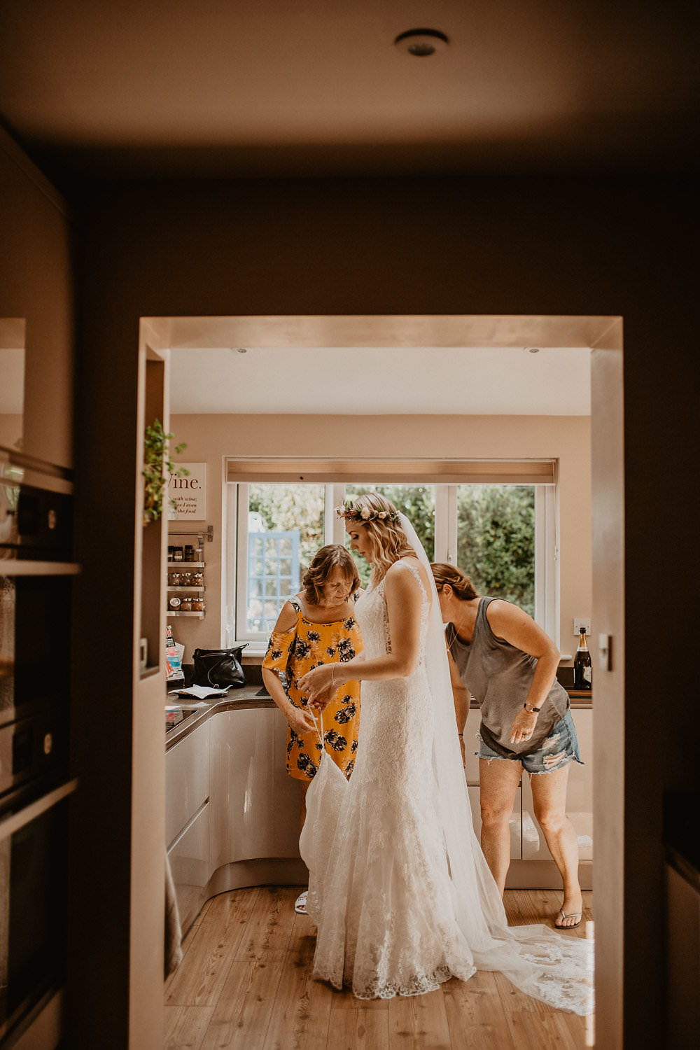 Bride Bridal Dress Gown Straps Lace Fit Flare Mori Lee Sheer Low Back Norwich Cathedral Wedding Camilla Andrea Photography