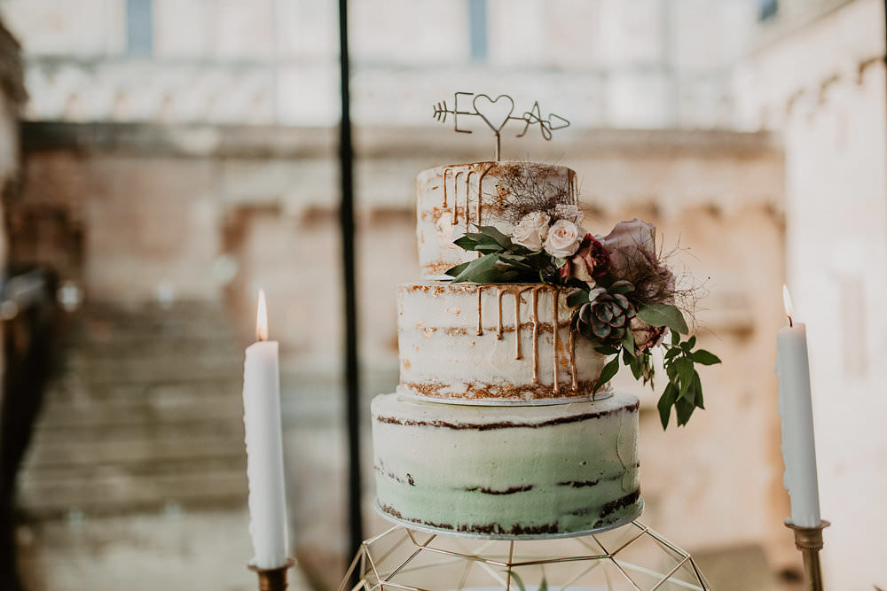Mint Green Semi Naked Cake Drip Wire Topper Flowers Greenery Norwich Cathedral Wedding Camilla Andrea Photography