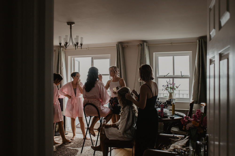Osborne House Isle of Wight Natural Classic Bride Morning Prep Bridesmaids Pink Robes | Timeless Royal Inspired Seaside Wedding Holly Cade Photography