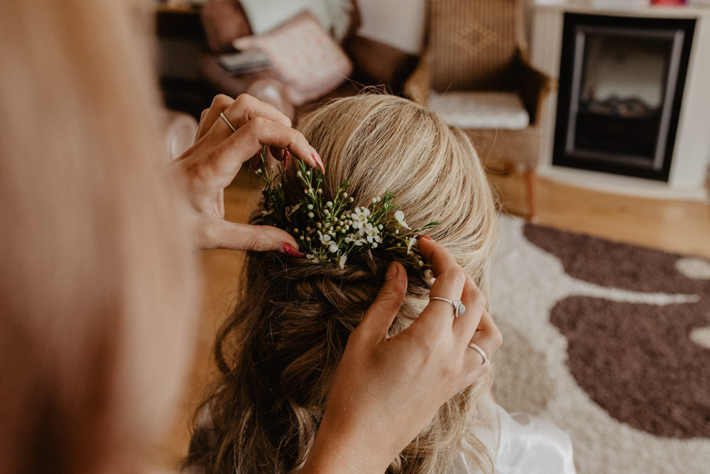 Osborne House Isle of Wight Natural Classic Bride Morning Prep Down Curls Myrtle Hairpiece | Timeless Royal Inspired Seaside Wedding Holly Cade Photography