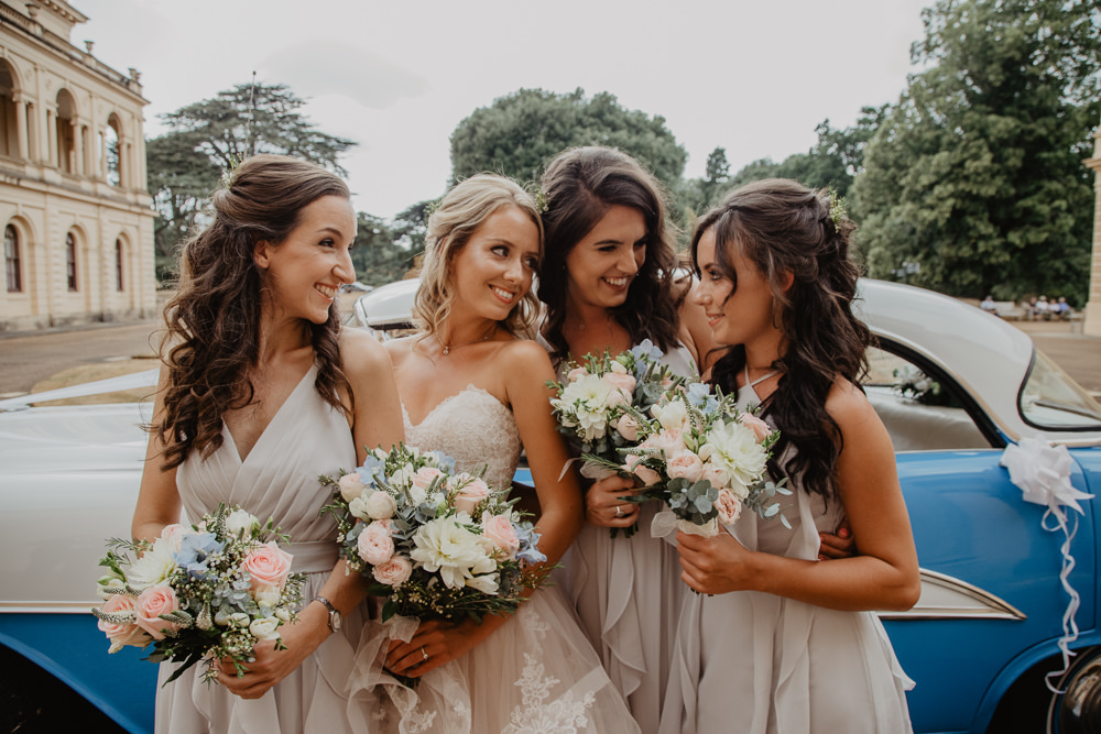 Osborne House Isle of Wight Natural Classic Bride Bridesmaids Blush Pastel Bouquets Blue Vintage Car | Timeless Royal Inspired Seaside Wedding Holly Cade Photography