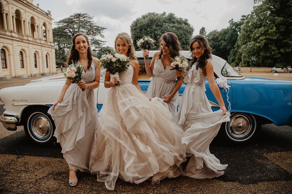 Osborne House Isle of Wight Natural Classic Bride Bridesmaids Blush Pastel Bouquets Blue Vintage Car | Timeless Royal Inspired Seaside Wedding Holly Cade Photography