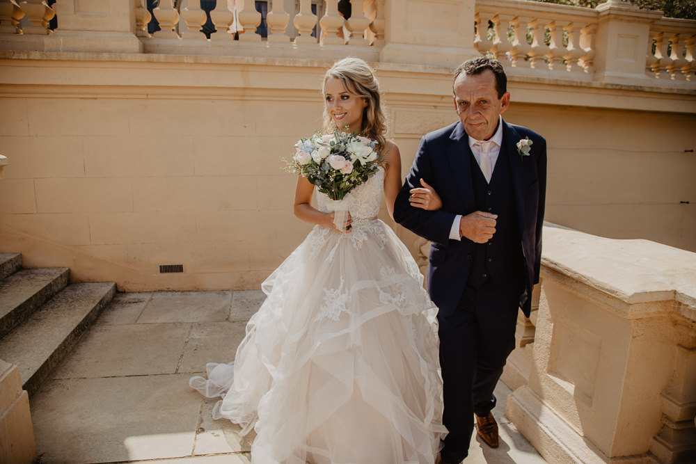 Osborne House Isle of Wight Natural Classic Bride Blush Pastel Bouquets Stella York Dress Father Ceremony | Timeless Royal Inspired Seaside Wedding Holly Cade Photography