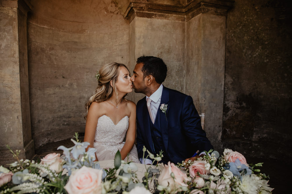 Osborne House Isle of Wight Natural Classic Bride Blush Pastel Bouquets Stella York Dress Groom Outdoor Ceremony Signing Kiss | Timeless Royal Inspired Seaside Wedding Holly Cade Photography