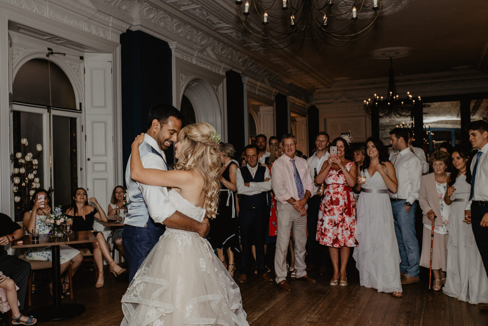 Osborne House Isle of Wight Natural Classic Pink Pastel Bride Groom Romantic First Dance Blush Stella York Dress Evening Reception | Timeless Royal Inspired Seaside Wedding Holly Cade Photography