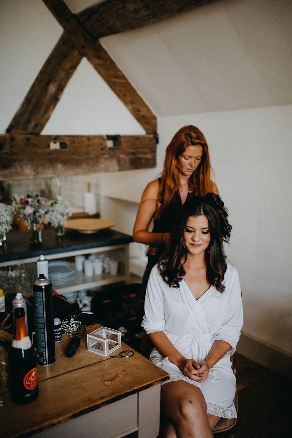 Bride Bridal Prep Morning Pimhill Barn Wedding Shrophire Leah Lombardi Photography