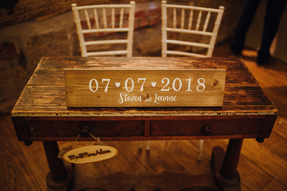 Wooden Sign Date Table Pimhill Barn Wedding Shrophire Leah Lombardi Photography
