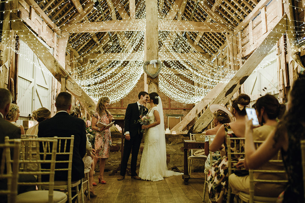 Fairy Lights Lighting Canopy String Ceiling Decor Pimhill Barn Wedding Shrophire Leah Lombardi Photography
