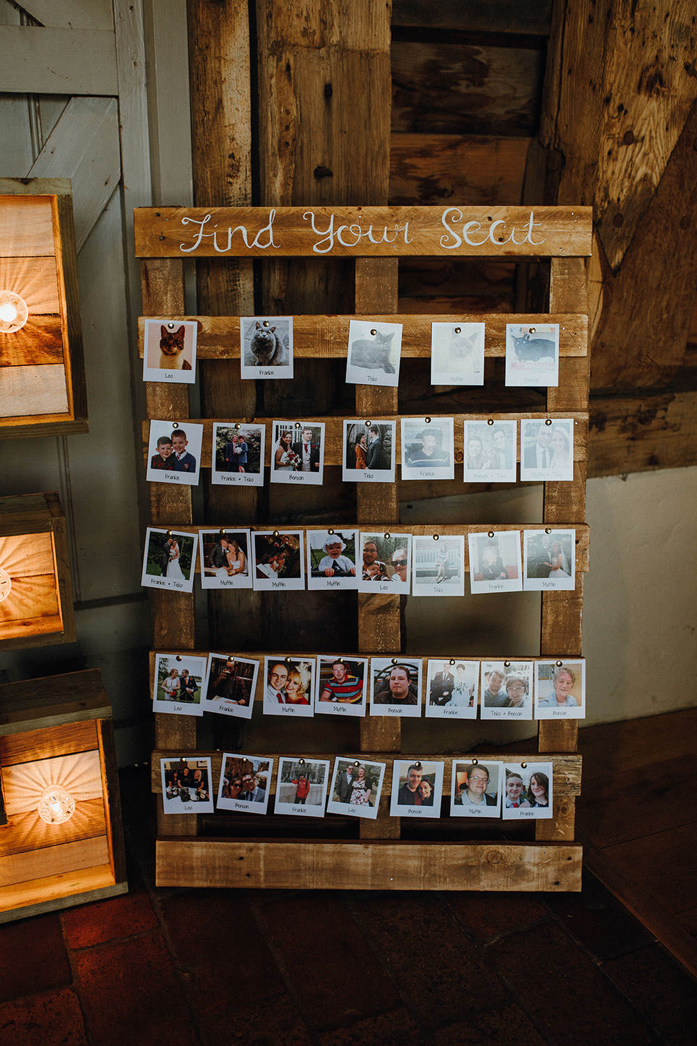 Wooden Pallet Seating Plan Table Chart Photos Polariods Pimhill Barn Wedding Shrophire Leah Lombardi Photography