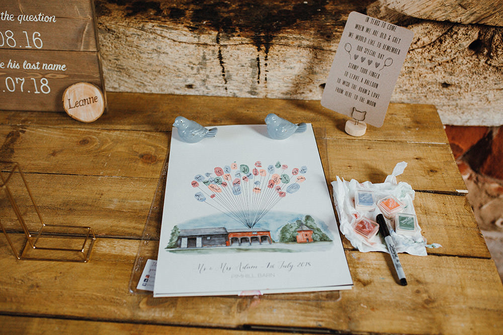 Finger Print Guest Book Pimhill Barn Wedding Shrophire Leah Lombardi Photography