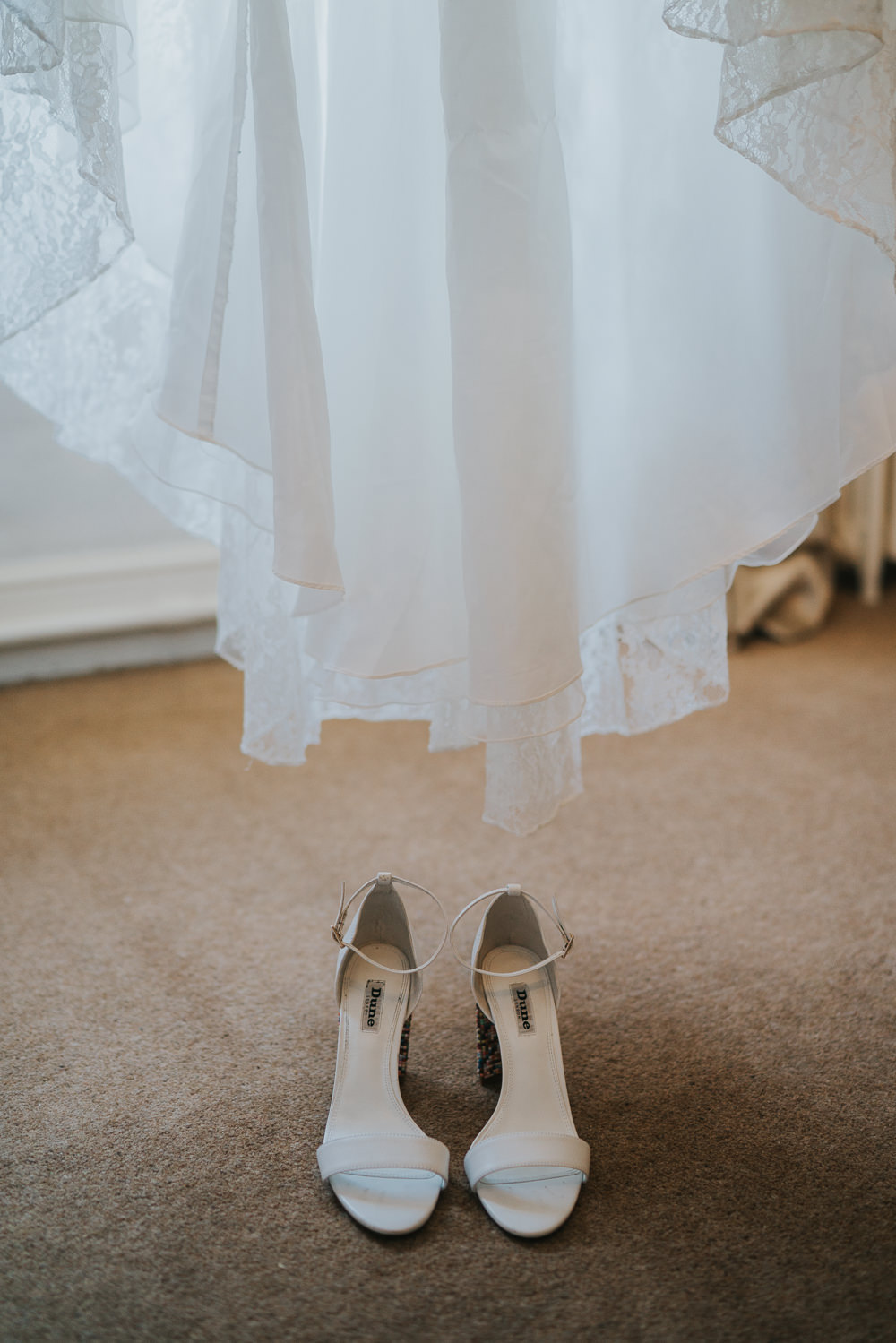 Outdoor Natural Relaxed Laid Back Summer White Dress Bridal Shoes Morning Bride Prep | Prested Hall Wedding Grace Elizabeth Photography