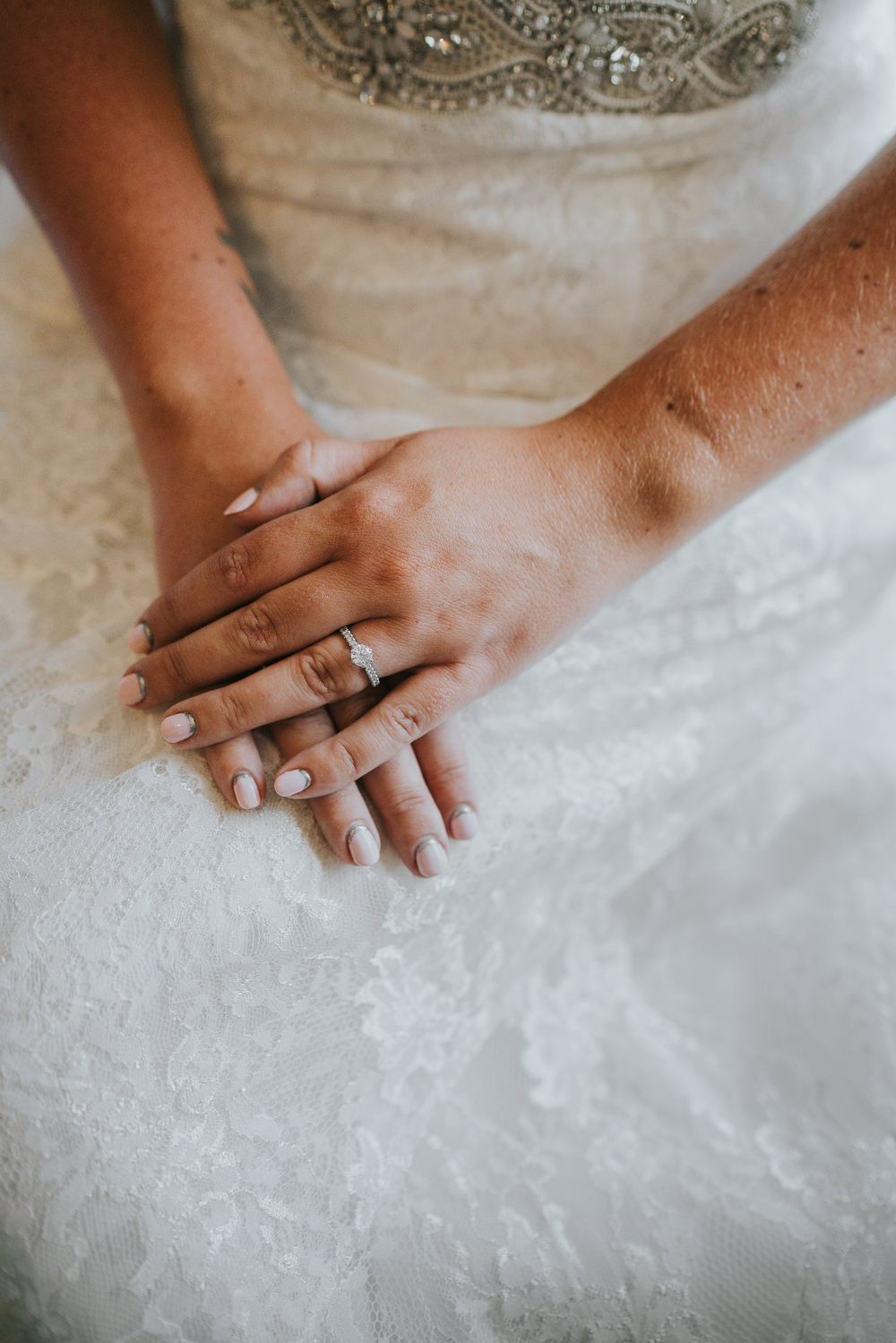Outdoor Natural Relaxed Laid Back Summer White Dress Bridal Morning Prep Ring | Prested Hall Wedding Grace Elizabeth Photography