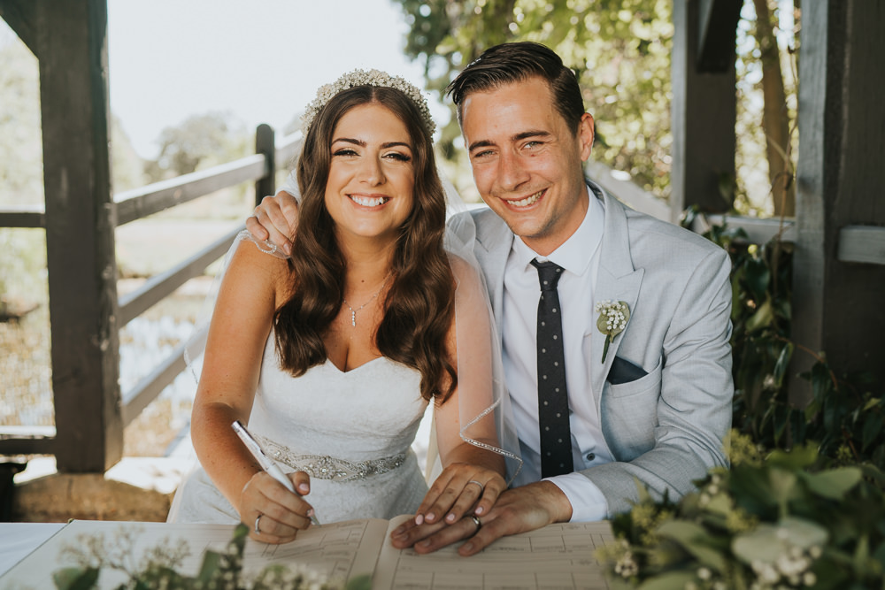 Intimate Outdoor Natural Relaxed Laid Back Summer Gazebo Ceremony Aisle Groom Bride Signing | Prested Hall Wedding Grace Elizabeth Photography