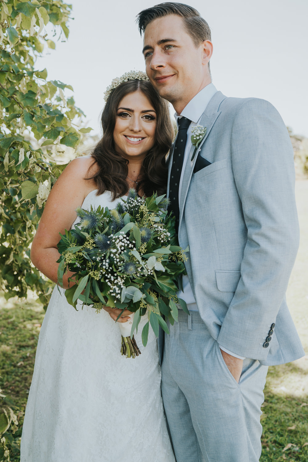 Intimate Outdoor Natural Relaxed Laid Back Summer Bride Groom Greenery Foliage Bouquet | Prested Hall Wedding Grace Elizabeth Photography
