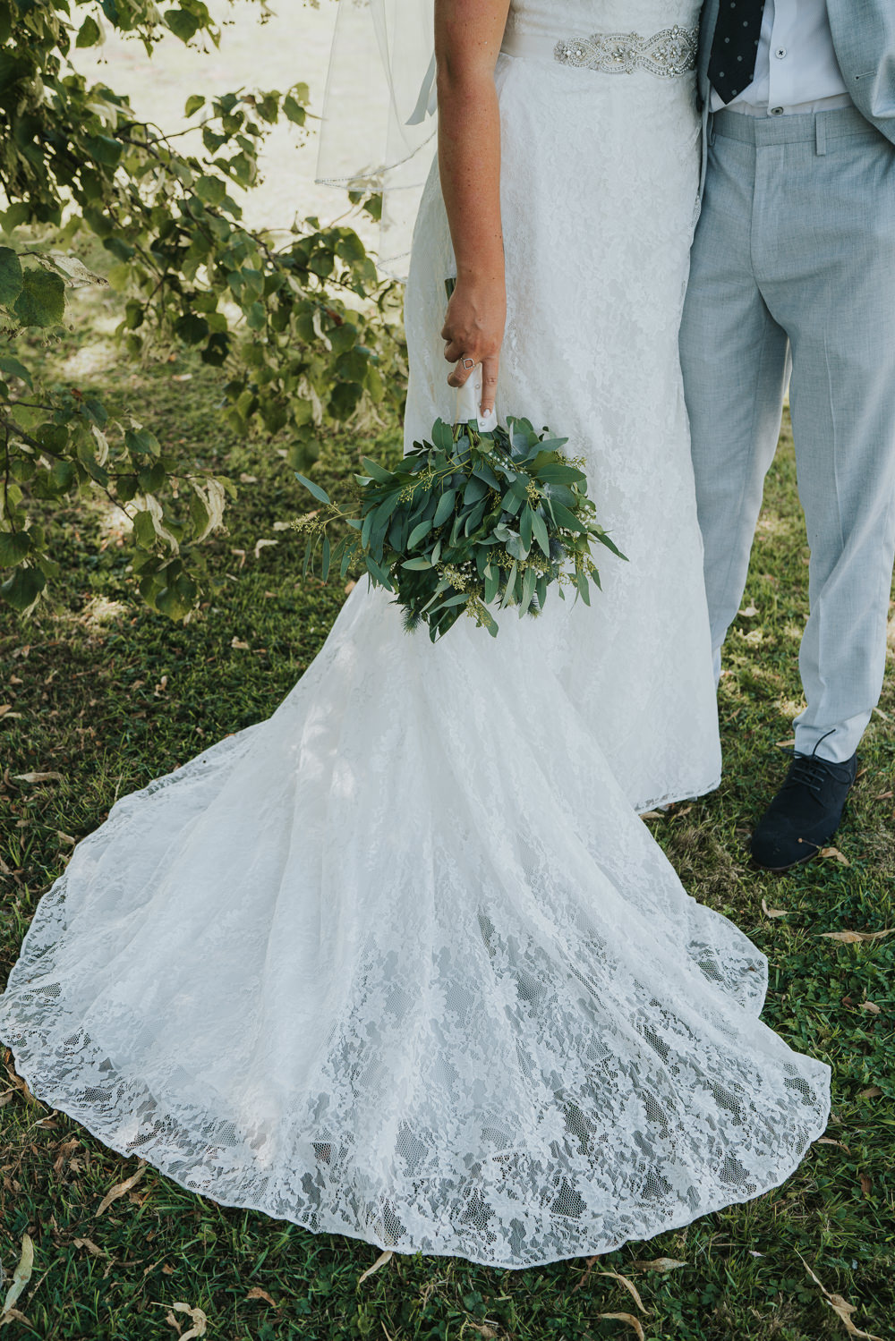 Intimate Outdoor Natural Relaxed Laid Back Summer Bride Groom Greenery Foliage Bouquet | Prested Hall Wedding Grace Elizabeth Photography