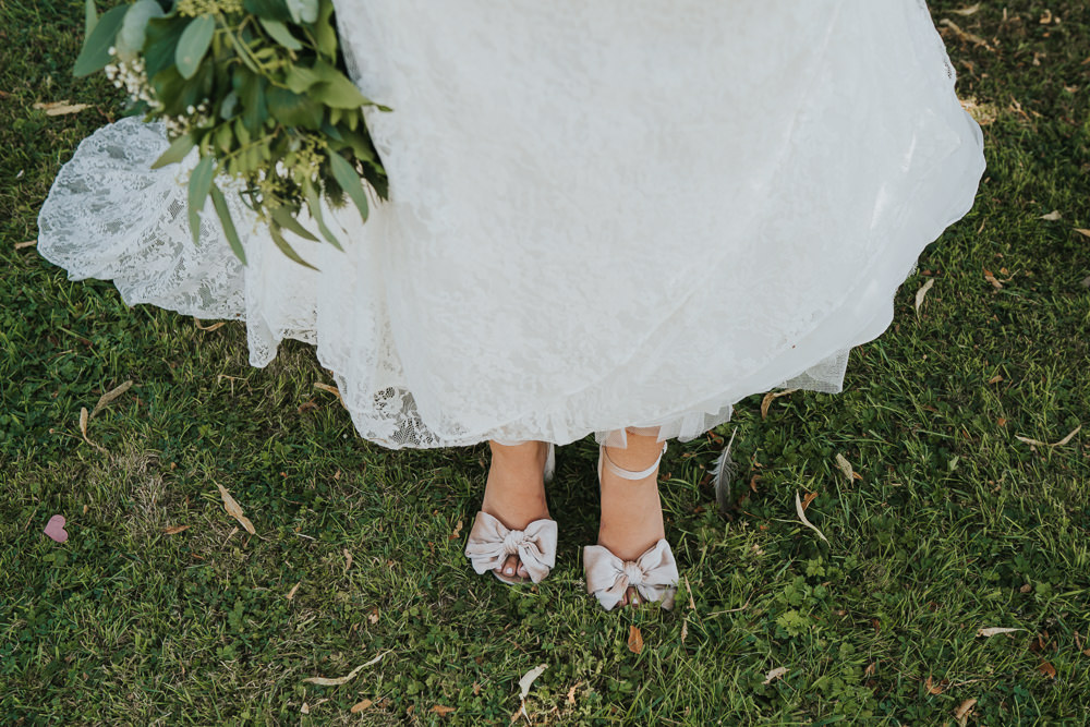 Intimate Outdoor Natural Relaxed Laid Back Summer Bride Velvet Shoes Greenery Foliage Bouquet | Prested Hall Wedding Grace Elizabeth Photography