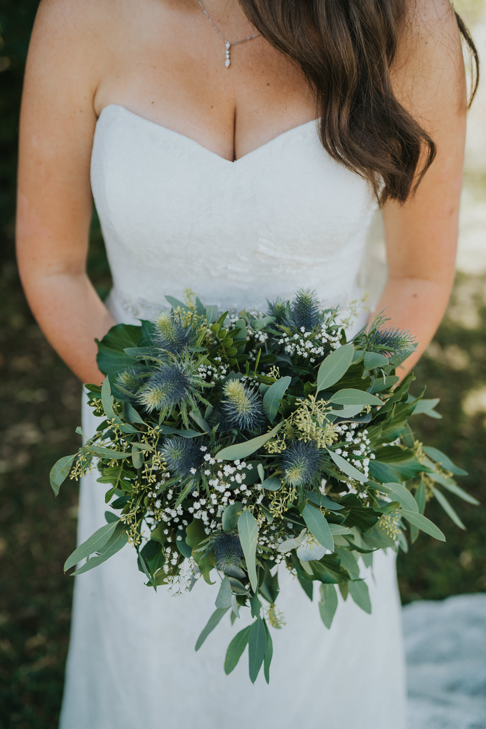 Intimate Outdoor Natural Relaxed Laid Back Summer Bride Sweetheart Dress Greenery Foliage Bouquet | Prested Hall Wedding Grace Elizabeth Photography