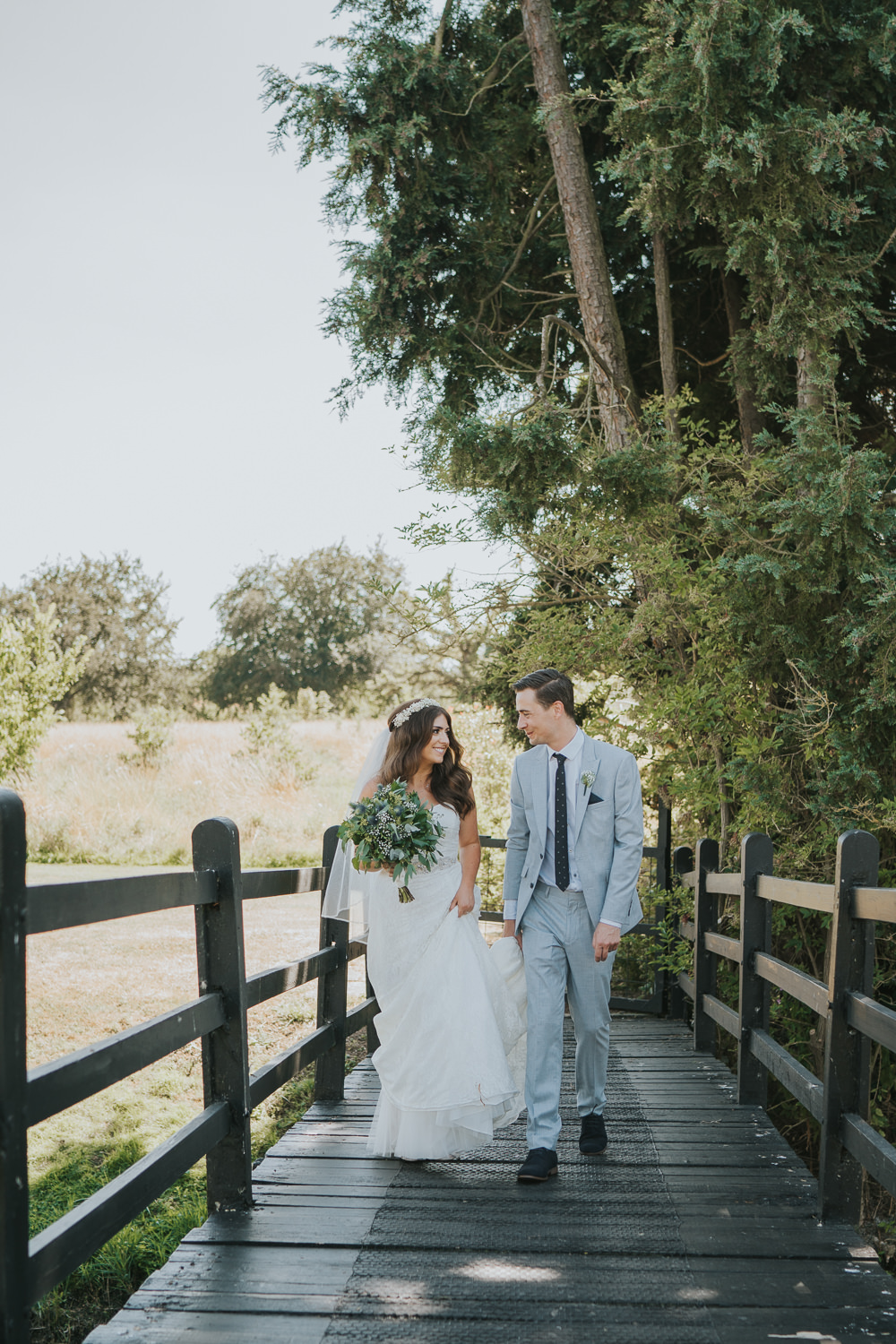 Intimate Outdoor Natural Relaxed Laid Back Summer Bride Groom Greenery Foliage Bouquet Gypsophila Crown | Prested Hall Wedding Grace Elizabeth Photography