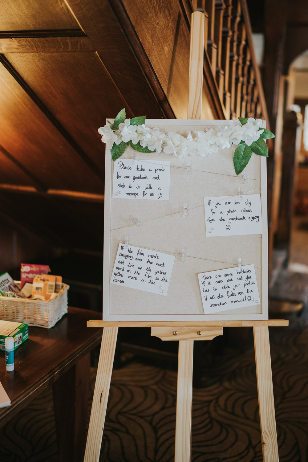 Intimate Outdoor Natural Relaxed Laid Back Summer Reception Instax Polaroid Frame Instructions | Prested Hall Wedding Grace Elizabeth Photography