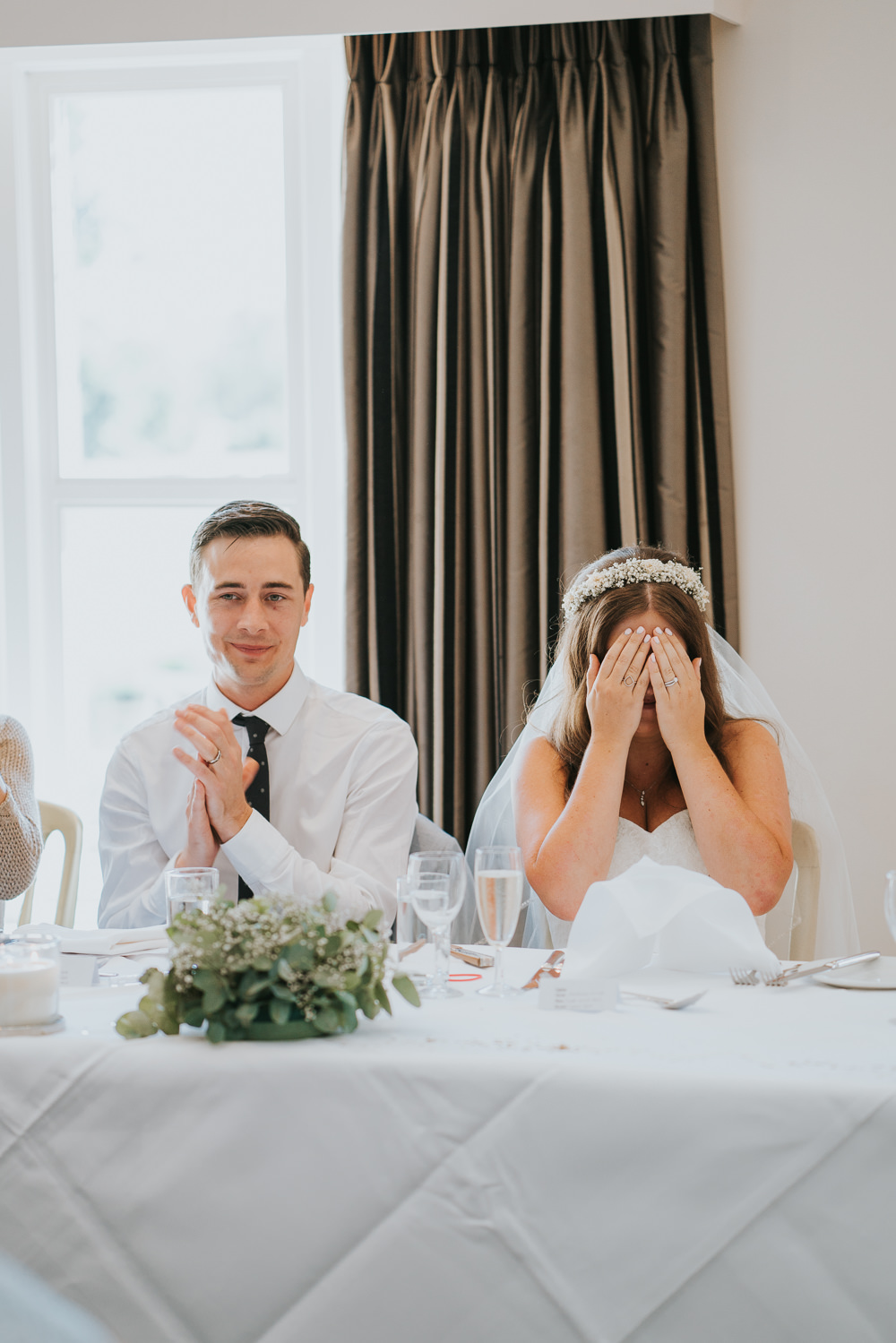 Intimate Outdoor Natural Relaxed Laid Back Summer Reception Dinner Speeches Bride Groom | Prested Hall Wedding Grace Elizabeth Photography