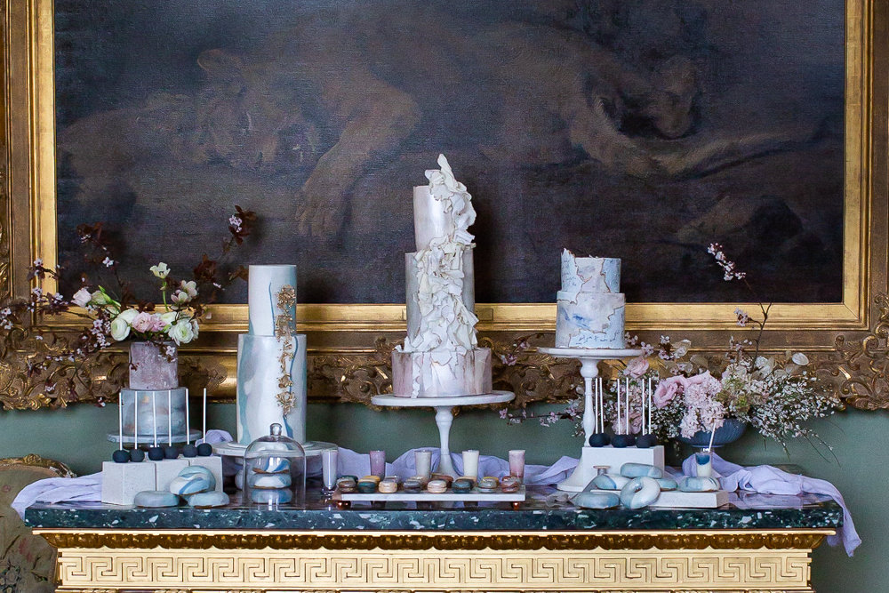Modern Dance Ballet Inspired Fine Art Editorial Somerley House Cakes Dessert Table Kate Burt | Romantic Soft Wedding Ideas Siobhan H Photography