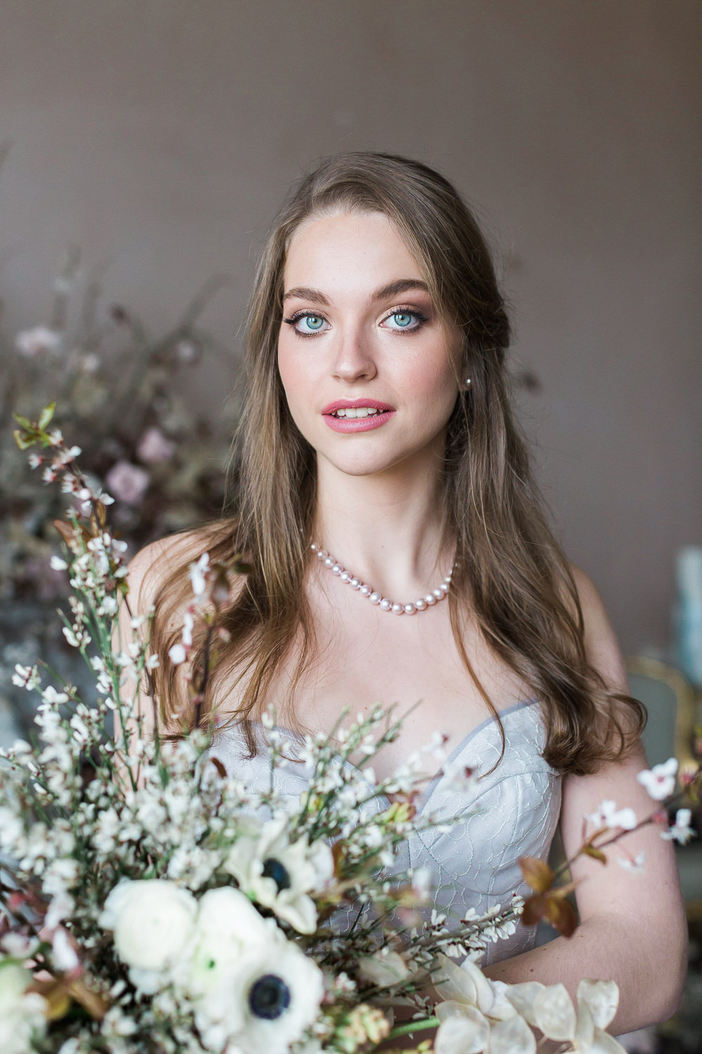 Modern Dance Ballet Inspired Editorial Fine Art Somerley House Dusty Pink Walls Bride Lilac Dress Naomi Neoh Cherry Blossoms Lunaria | Romantic Soft Wedding Ideas Siobhan H Photography