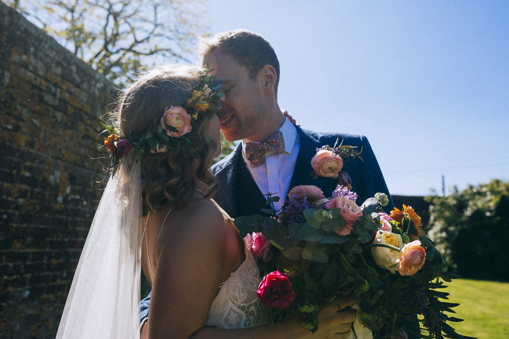 Groom Navy Blue Suit Bow Tie Floral Buttonhole Rue De Seine Wedding Dress Bride Curious Rose Photography