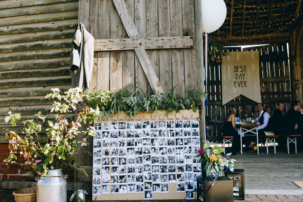 Seating Plan Table Chart Photo Wall Decor Wooden Greenery Foliage Rue De Seine Wedding Dress Bride Curious Rose Photography
