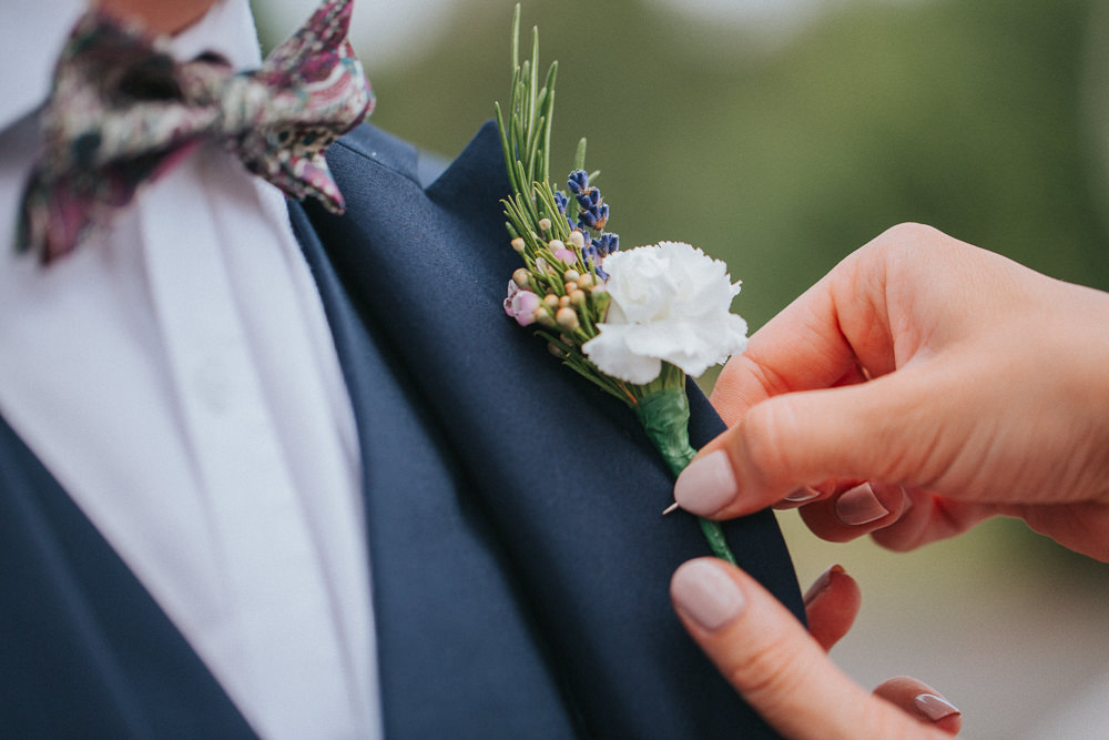 Groom Groomsmen Buttonhole Flowers Herbs Summer Boho Outdoor Wedding A Little Picture