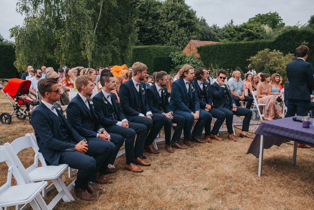 Groom Groomsmen Navy Suits Bow Ties Summer Boho Outdoor Wedding A Little Picture