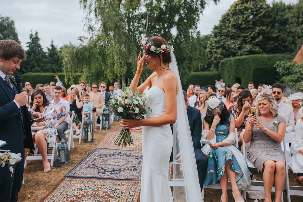Martina Liana Dress Gown Bride Bridal Strapless Fit Flare Train Veil Flower Crown Summer Boho Outdoor Wedding A Little Picture