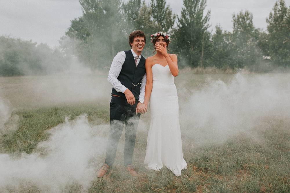 Smoke Bomb Summer Boho Outdoor Wedding A Little Picture