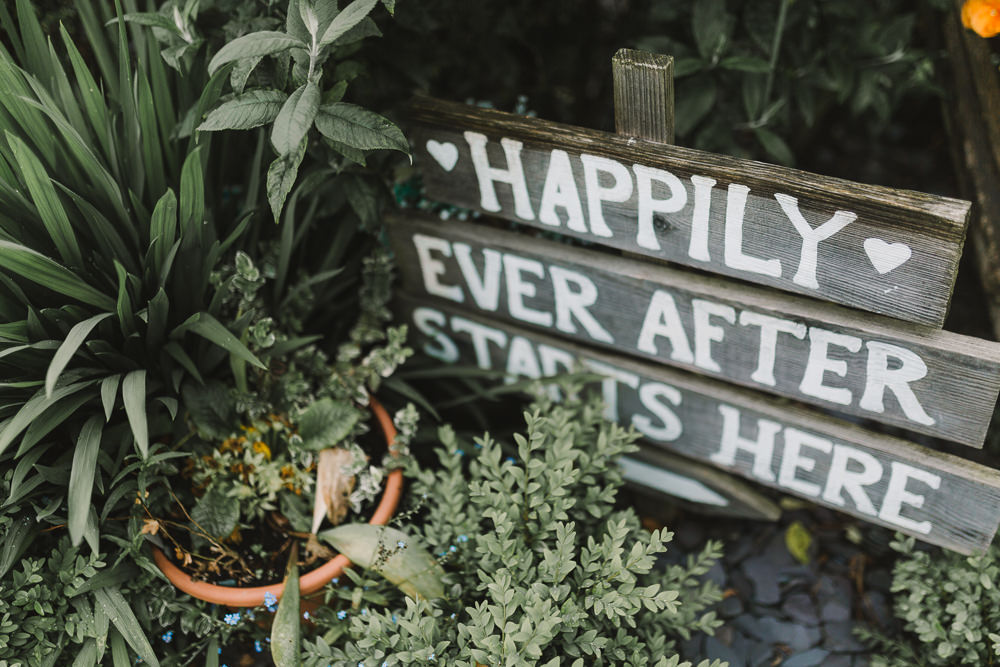 Happily Ever After Wooden Sign Wellbeing Farm Wedding Anna Wood Photography