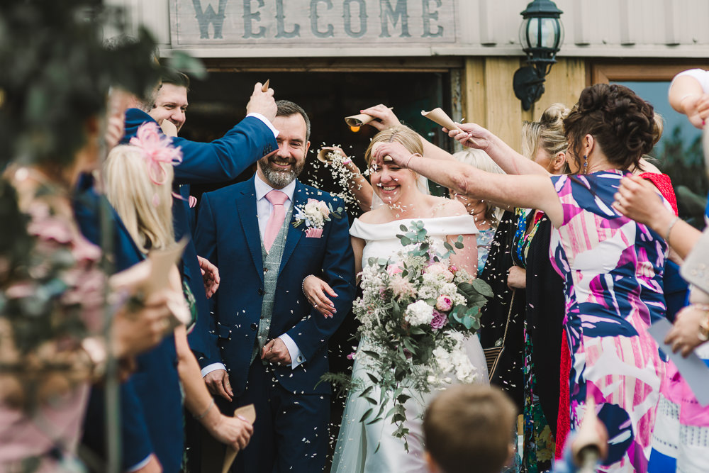 Confetti Throw Wellbeing Farm Wedding Anna Wood Photography