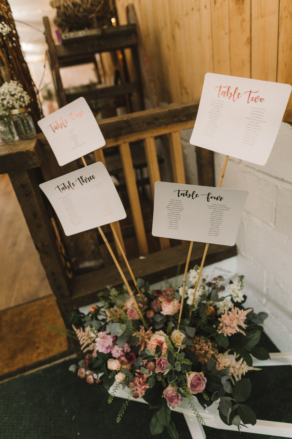Seating Plan Table Chart Sticks Flowers Wellbeing Farm Wedding Anna Wood Photography