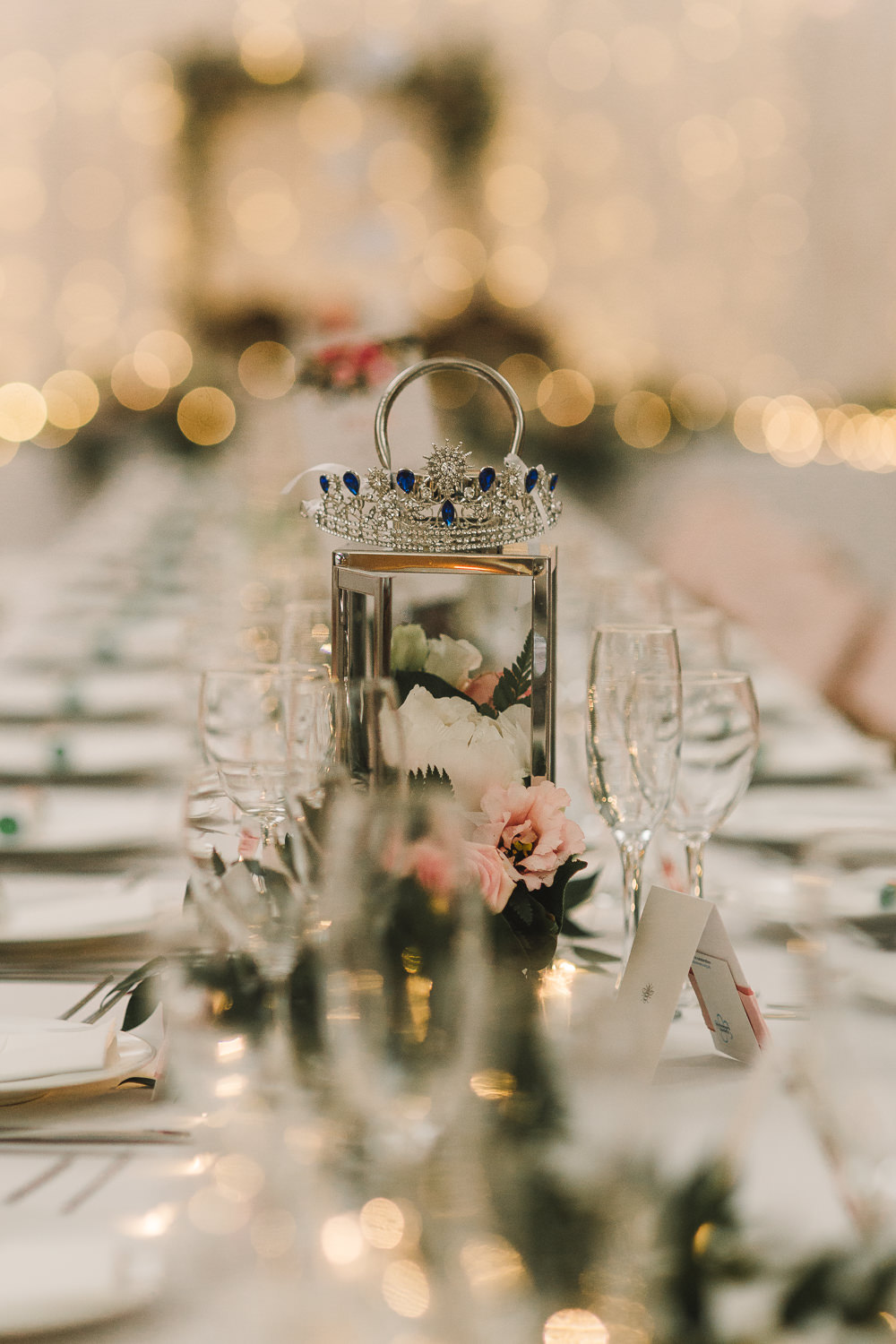 Centrepiece Lantern Flowers Table Wellbeing Farm Wedding Anna Wood Photography