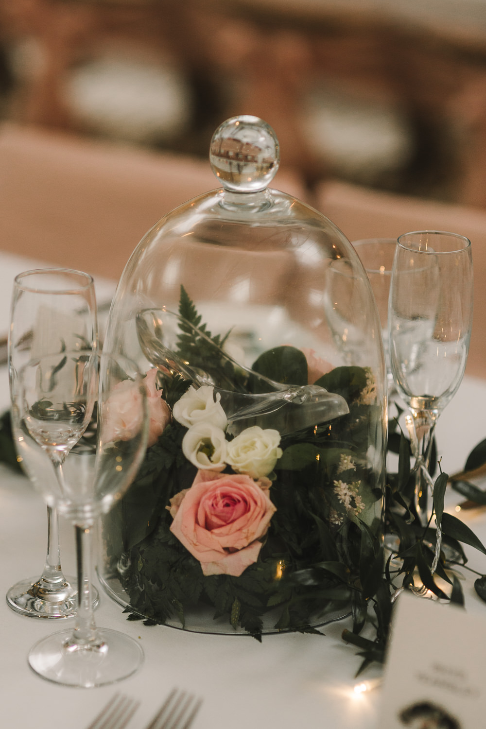 Bell Jar Flowers Table Decor Centrepiece Wellbeing Farm Wedding Anna Wood Photography