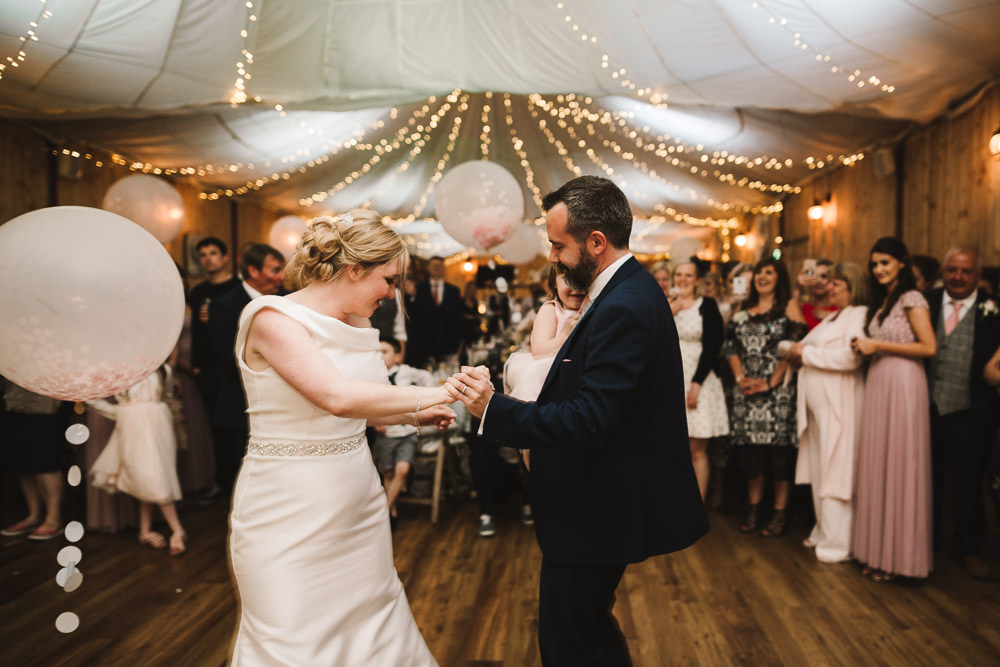 First Dance Fairy Lights Wellbeing Farm Wedding Anna Wood Photography
