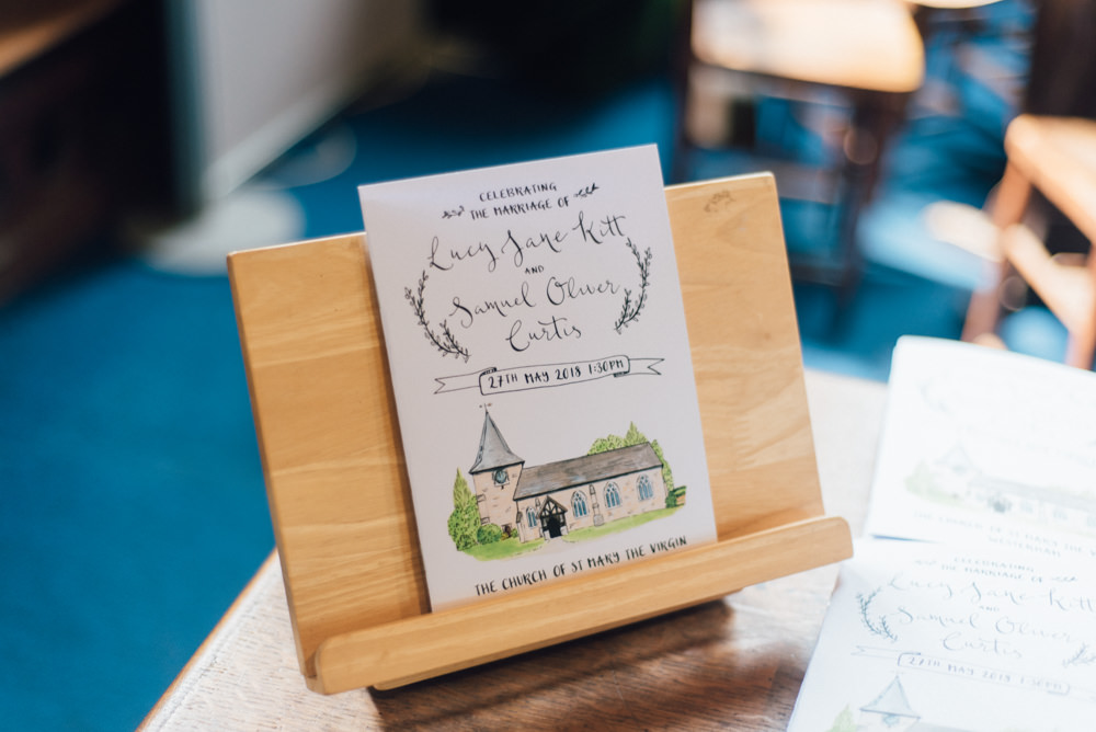 Order of Service Stationery Illustration Calligraphy Westerham Golf Club Wedding Sarah Fleet Photography