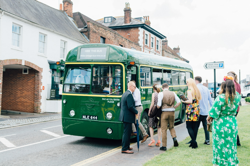 Vintage Bus Wedding Transport 1950s Westerham Golf Club Wedding Sarah Fleet Photography