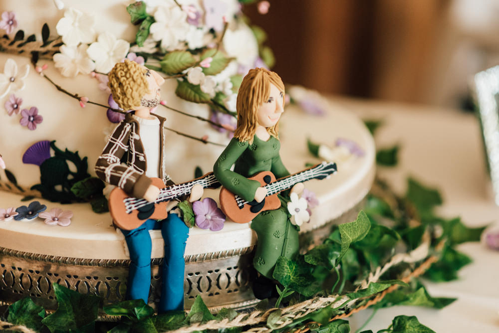 Cake Figures 70s Hippy Floral Flowers Westerham Golf Club Wedding Sarah Fleet Photography