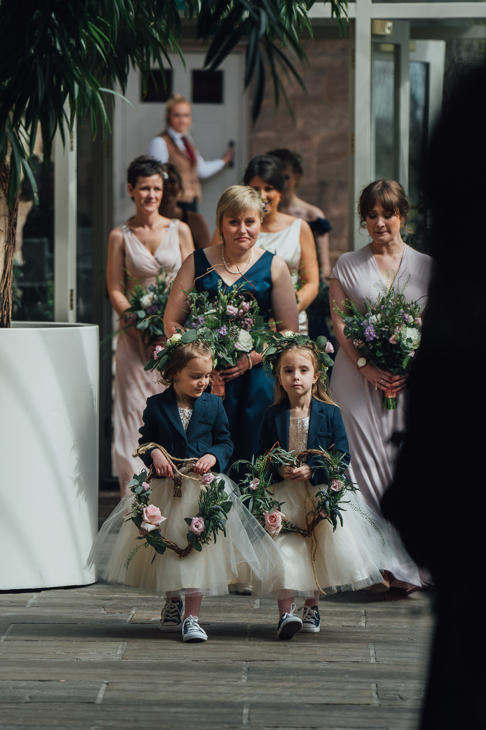 Navy Pink Bridesmaids Flower Girls Floral Hoop Wild Rustic Glam Sea Wedding Mr and Mrs Wedding Photography