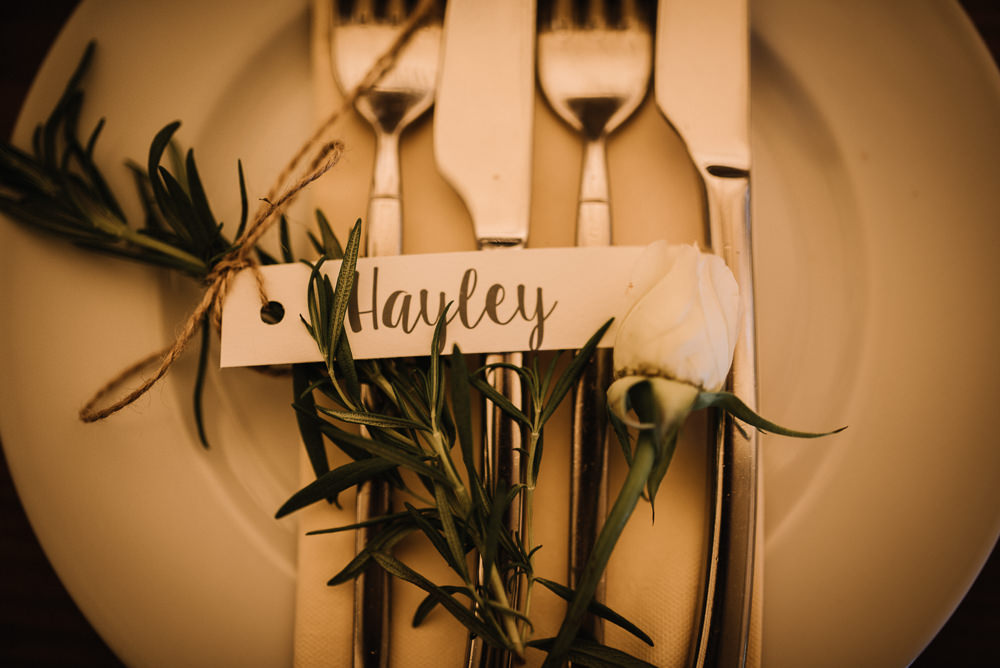 Place Setting Decor Rosemary Place Name Alcott Weddings Oobaloos Photography