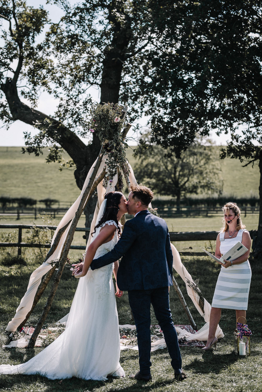 Ceremony Naked Tipi Backdrop Wooden Alcott Weddings Oobaloos Photography