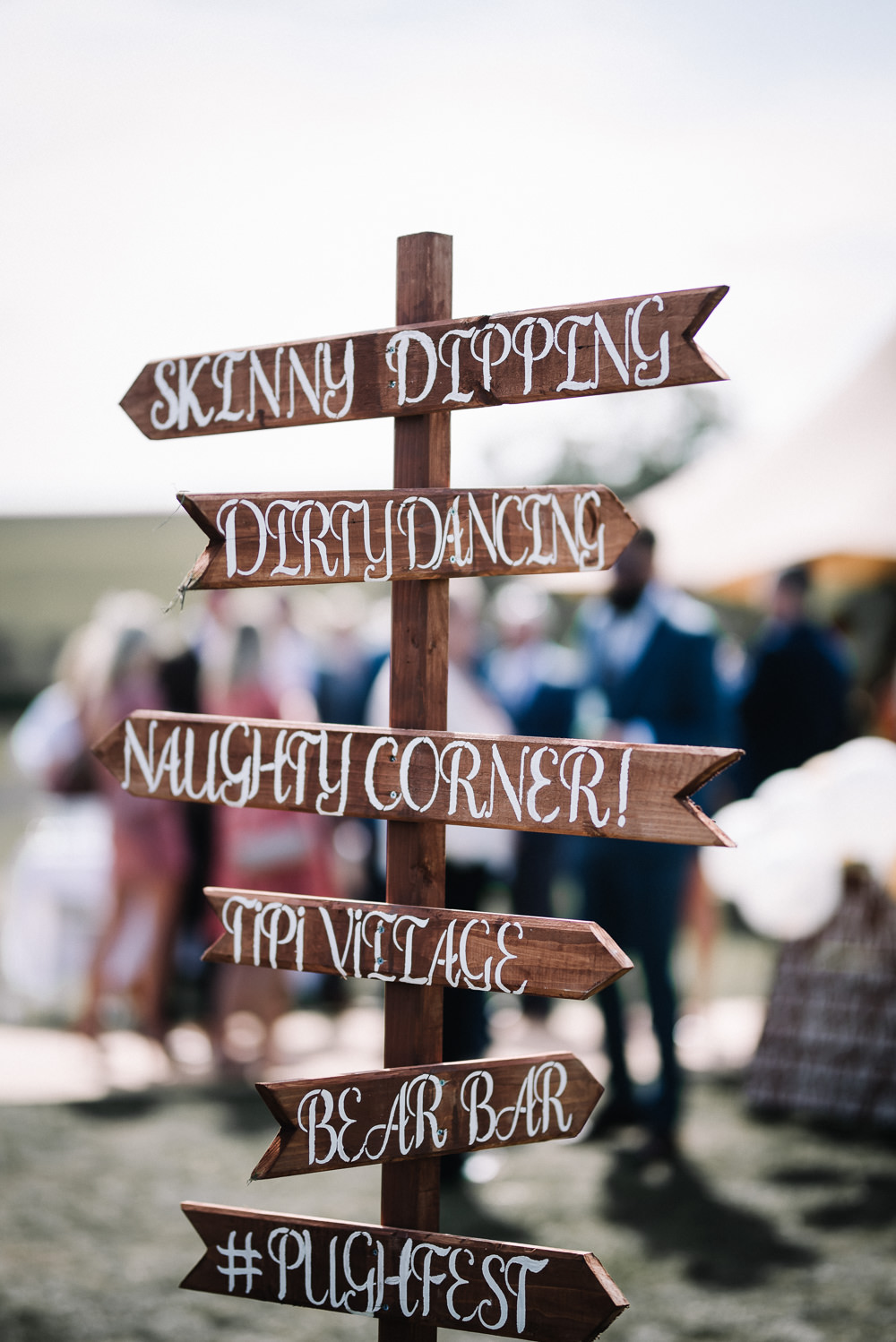 Festival Sign Signage Wooden Signpost Alcott Weddings Oobaloos Photography