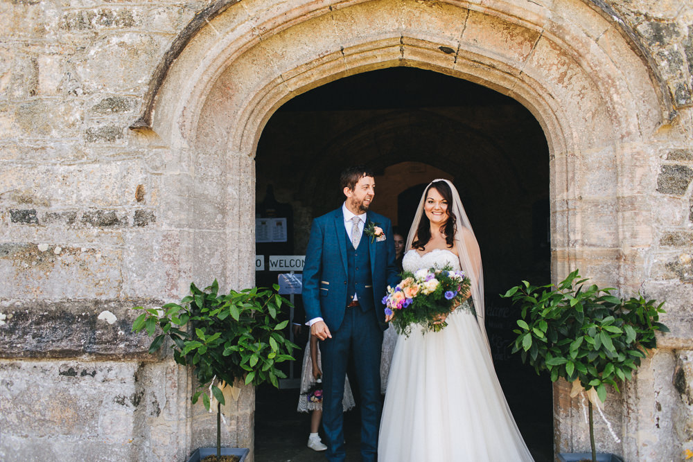 Bride Bridal Separates Sweetheart Neckline Strapless Tulle Floor Length Veil Colourful Multicolour Bouquet Three Piece Waistcoat Groom Bach Wen Farm Wedding Jessica O'Shaughnessy Photography