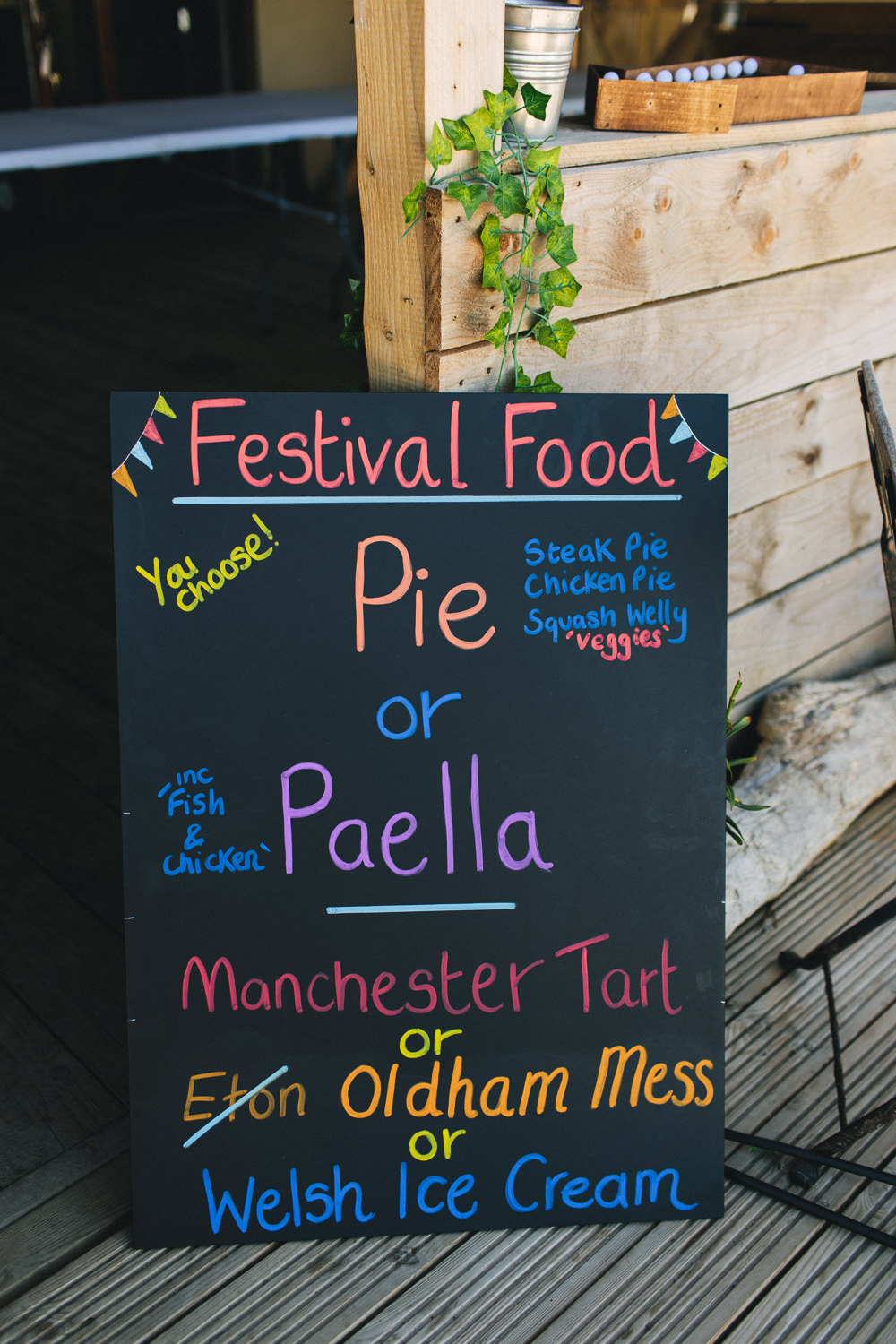 Festival Food Colourful Chalkboard Menu Bach Wen Farm Wedding Jessica O'Shaughnessy Photography