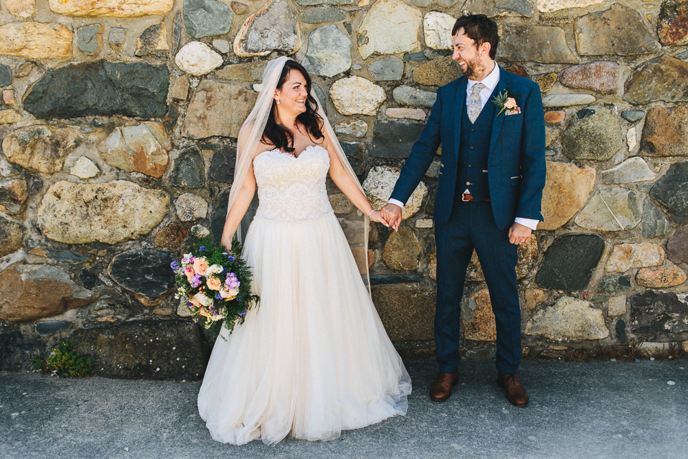 Bride Bridal Separates Sweetheart Neckline Strapless Tulle Floor Length Veil Three Piece Waistcoat Groom Bach Wen Farm Wedding Jessica O'Shaughnessy Photography