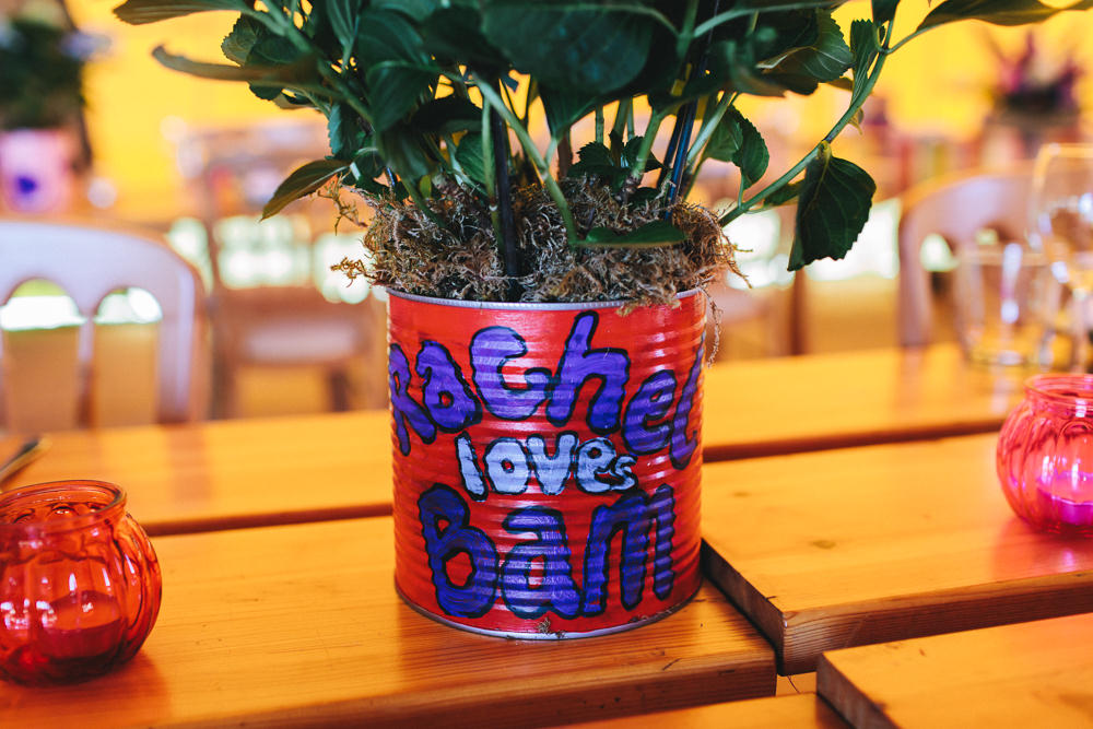 Painted Tin Centrepiece Bach Wen Farm Wedding Jessica O'Shaughnessy Photography